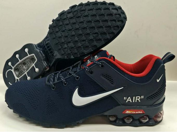 Nike Air Shox 2018 Flyknit Navy Blue White Red Shoes